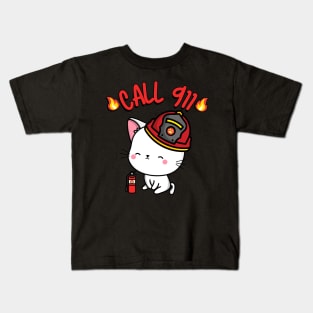 Firefighter Angora cat Kids T-Shirt